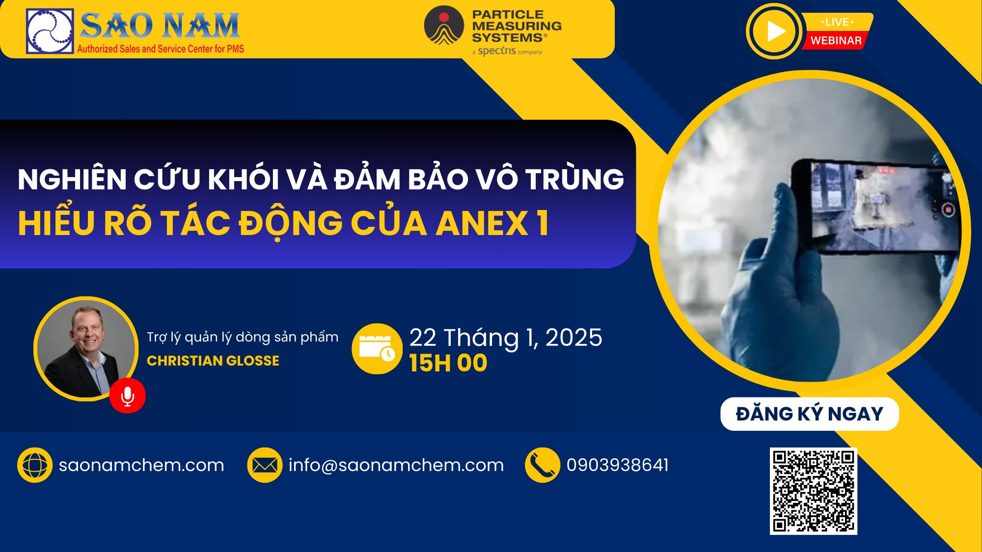 WEBIANAR: Nghiên cứu Khói và Đảm Bảo Vô Trùng, Hiểu Rõ Tác Động của Annex 1.